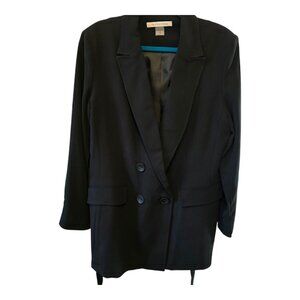 PETER NYGARD NWT SIZE 14 DOUBLE BREASTED JACKET BLAZER BLACK FULLY LINED BELTED